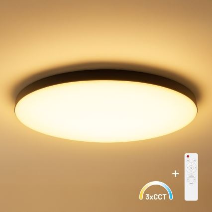 LED Dimmable Ceiling Light SIENA LED/80W/230V 3000-6000K Ø 75 cm black + remote control