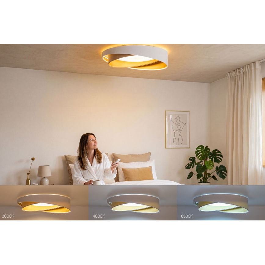 LED Dimmable Ceiling Light SMART GALAXY MODERN LED/24W/230V 3000–6500K Ø 55 cm White/Beige/Gold + Remote Control
