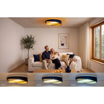 Dimmable LED Ceiling Light SMART GALAXY MODERN LED/24W/230V 3000–6500K Ø 55 cm blue/white/gold + remote control