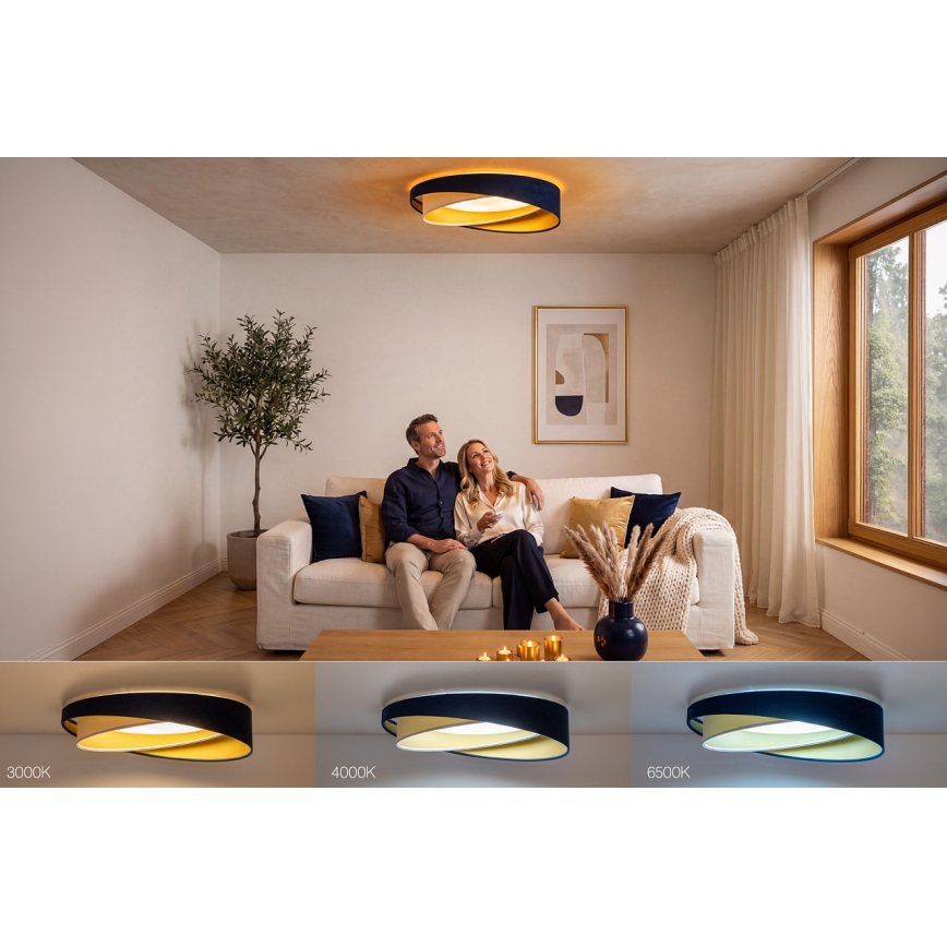Dimmable LED Ceiling Light SMART GALAXY MODERN LED/24W/230V 3000–6500K Ø 55 cm blue/white/gold + remote control