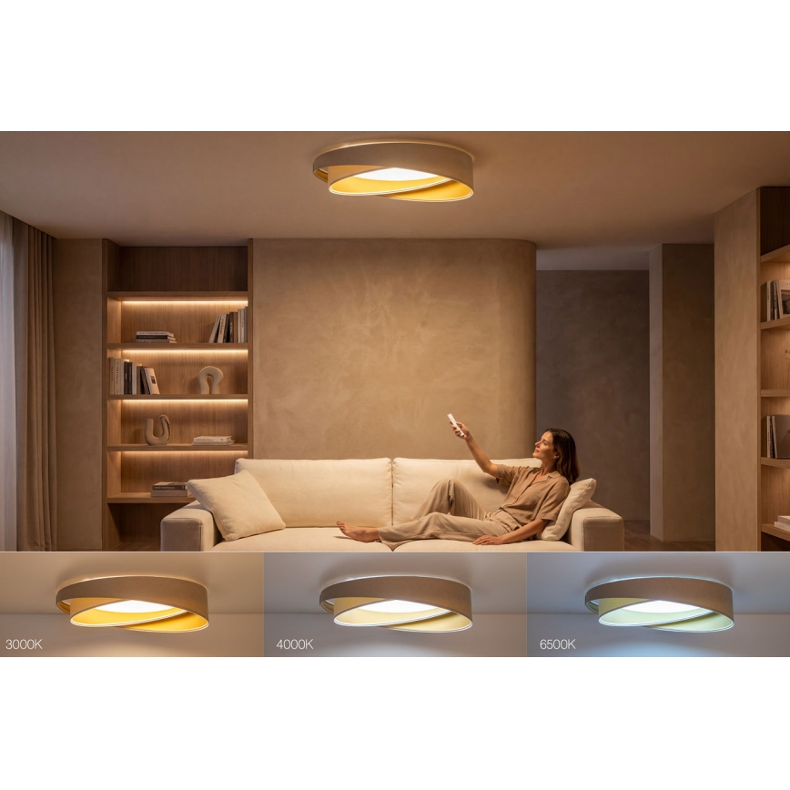 LED Dimmable Ceiling Light SMART GALAXY MODERN LED/24W/230V 3000-6500K dia. 55 cm Beige/White/Gold + Remote Control