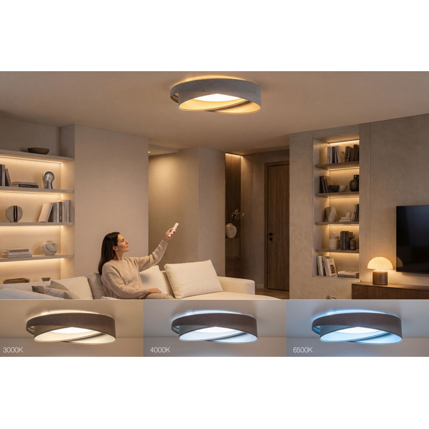 Dimmable LED ceiling light SMART GALAXY MODERN LED/24W/230V 3000-6500K Ø 55 cm gray/silver + remote control