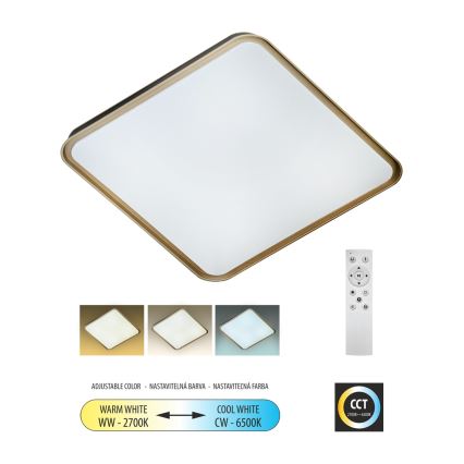 LED Dimmable ceiling light UNA LED/60W/230V 2700-6500K 50x50 cm + remote control