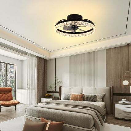 LED Dimmable ceiling light with a fan LED/35W/230V 3000-6500K black + remote control