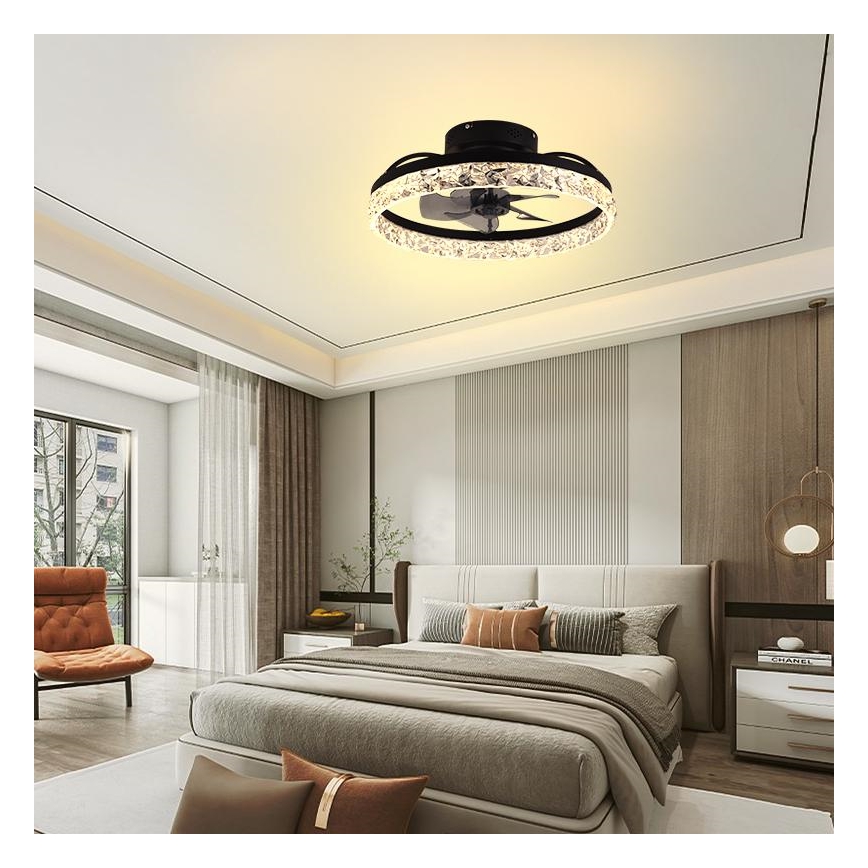 LED Dimmable ceiling light with a fan LED/35W/230V 3000-6500K black + remote control