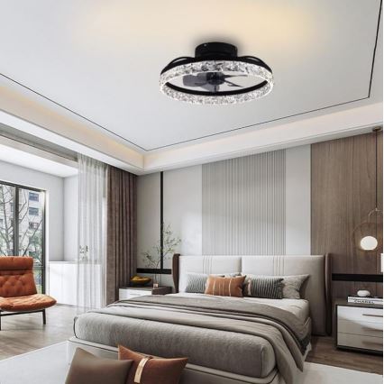 LED Dimmable ceiling light with a fan LED/35W/230V 3000-6500K black + remote control