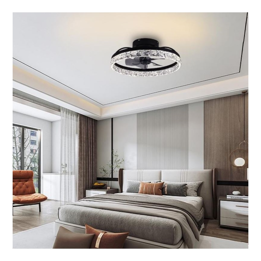 LED Dimmable ceiling light with a fan LED/35W/230V 3000-6500K black + remote control