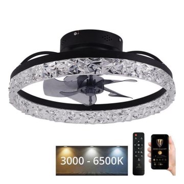 LED Dimmable ceiling light with a fan LED/35W/230V 3000-6500K black + remote control