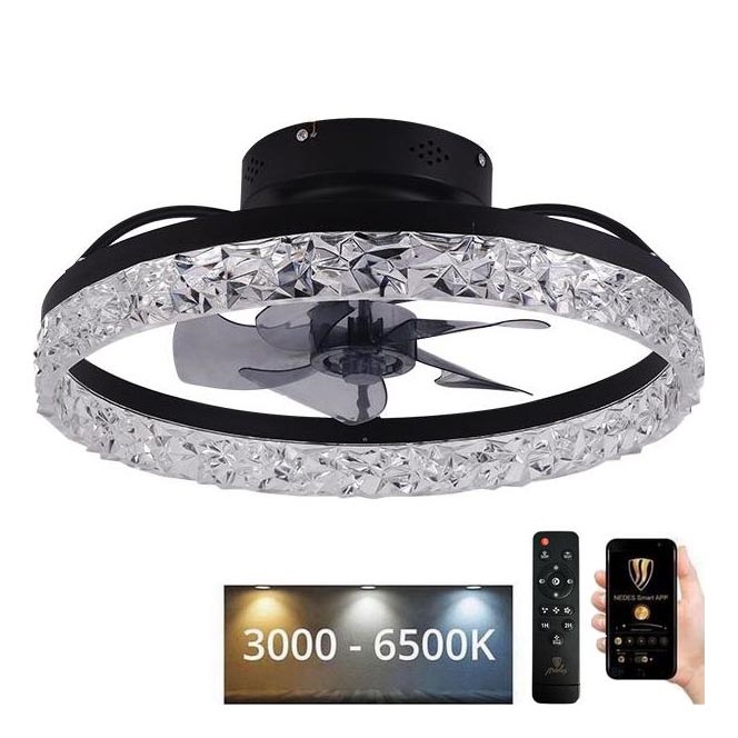 LED Dimmable ceiling light with a fan LED/35W/230V 3000-6500K black + remote control