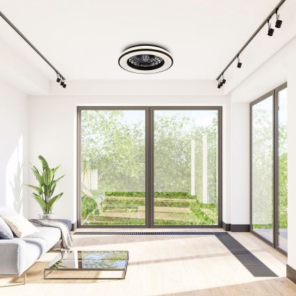 LED Dimmable ceiling light with a fan LED/48W/230V 3000-6500K black + remote control