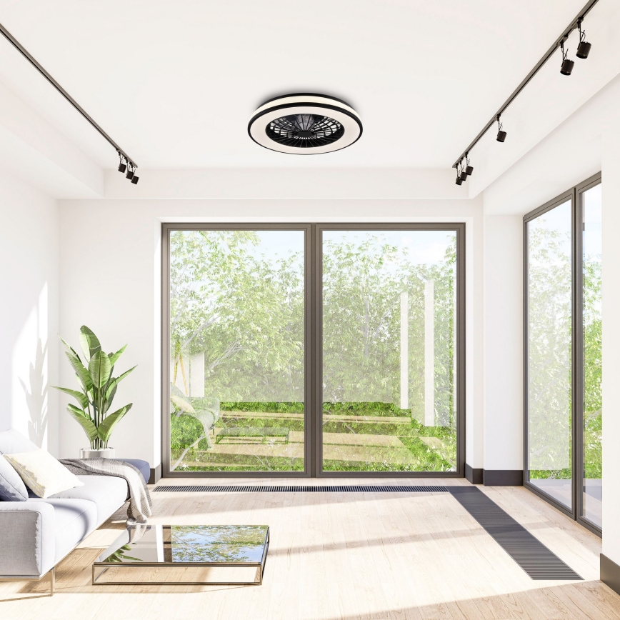 LED Dimmable ceiling light with a fan LED/48W/230V 3000-6500K black + remote control