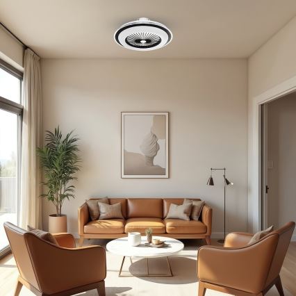 LED Dimmable ceiling light with a fan ZEPHYR LED/48W/230V 3000-6000K black + remote control