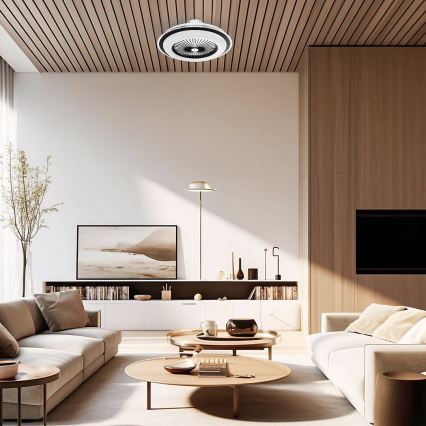 LED Dimmable ceiling light with a fan ZEPHYR LED/48W/230V 3000-6000K black + remote control
