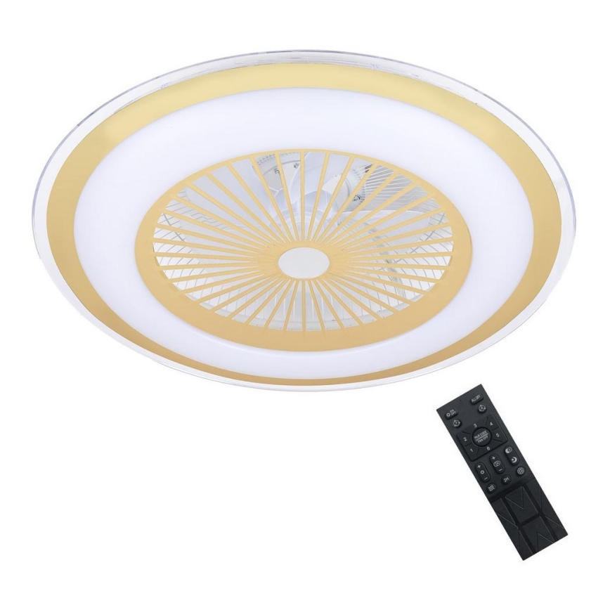 LED Dimmable ceiling light with a fan ZONDA LED/48W/230V 3000-6000K gold + remote control