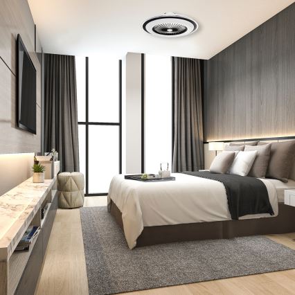LED Dimmable ceiling light with a fan ZONDA LED/48W/230V 3000-6000K black + remote control