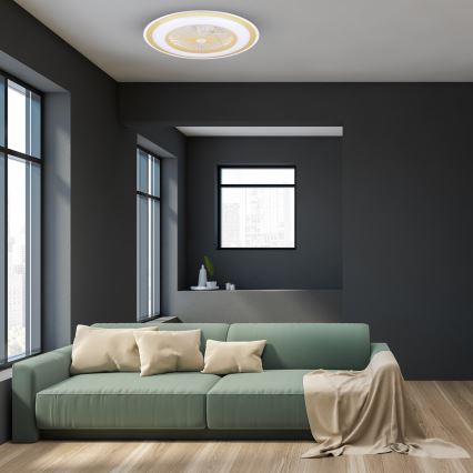 LED Dimmable ceiling light with a fan ZONDA LED/48W/230V 3000-6000K gold + remote control