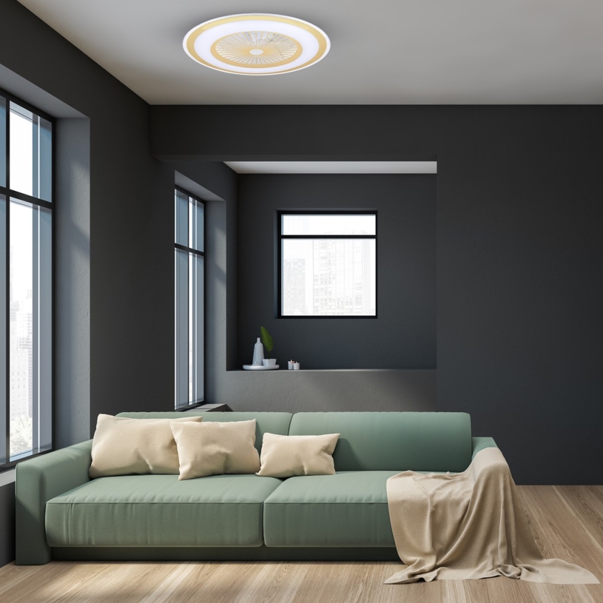 LED Dimmable ceiling light with a fan ZONDA LED/48W/230V 3000-6000K gold + remote control