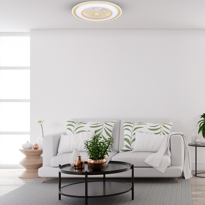 LED Dimmable ceiling light with a fan ZONDA LED/48W/230V 3000-6000K gold + remote control