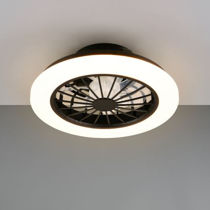 Dimmable RGBW LED ceiling light with fan GHANA LED/24W/230V 3000-6500K white/black + remote control