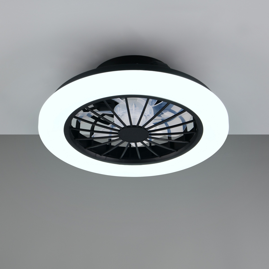 Dimmable RGBW LED ceiling light with fan GHANA LED/24W/230V 3000-6500K white/black + remote control