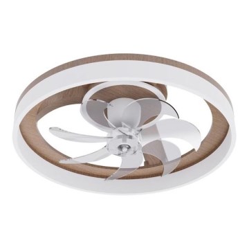 LED Dimmable Ceiling Light with Fan LED/40W/230V 3000-6500K Ø 50 cm Brown/White + Remote Control