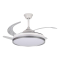 LED Dimmable Ceiling Light with Fan PLAVE LED/36W/230V 3000-6500K Silver/White + Remote Control
