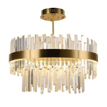 LED Dimmable crystal chandelier on a pole LED/80W/230V 3000-6500K gold + remote control
