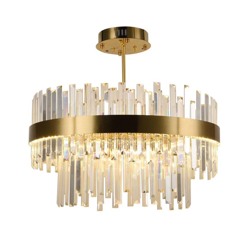 LED Dimmable crystal chandelier on a pole LED/80W/230V 3000-6500K gold + remote control