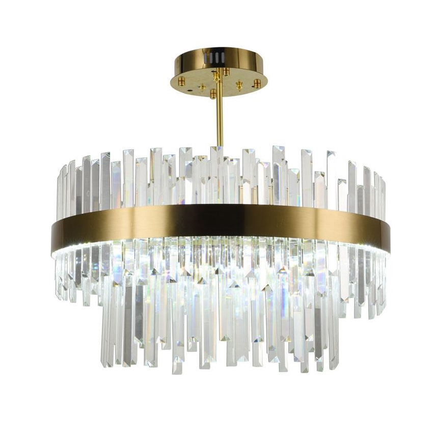 LED Dimmable crystal chandelier on a pole LED/80W/230V 3000-6500K gold + remote control