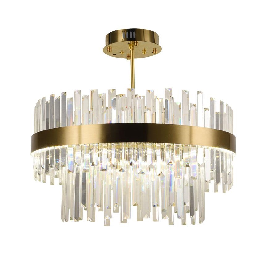 LED Dimmable crystal chandelier on a pole LED/80W/230V 3000-6500K gold + remote control