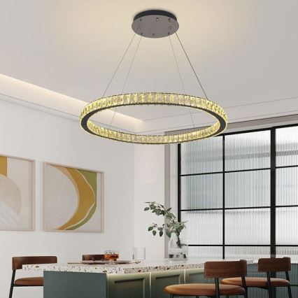 LED Dimmable crystal chandelier on a string LED/100W/230V 3000-6500K silver + remote control