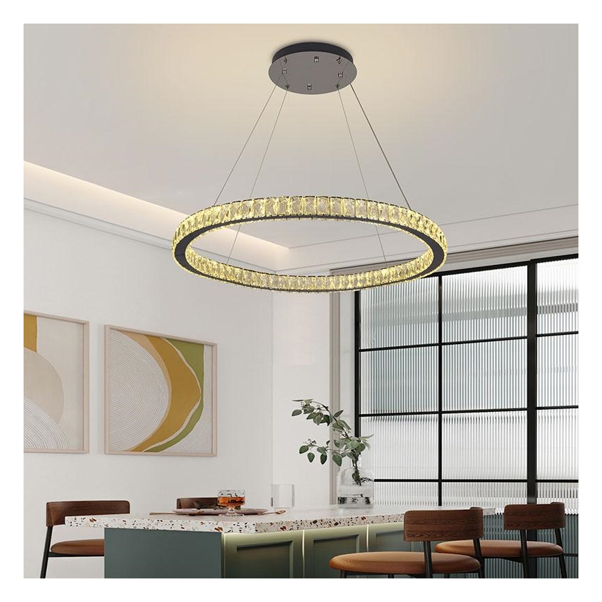 LED Dimmable crystal chandelier on a string LED/100W/230V 3000-6500K silver + remote control