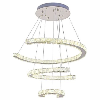 LED Dimmable crystal chandelier on a string LED/100W/230V 3000-6500K silver + remote control