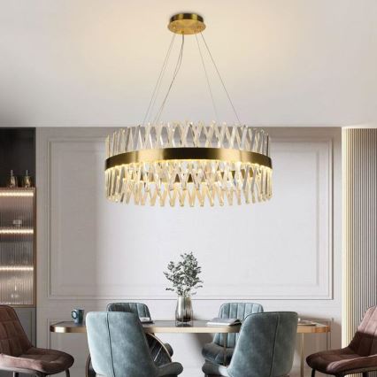 LED Dimmable crystal chandelier on a string LED/110W/230V 3000-6500K gold + remote control