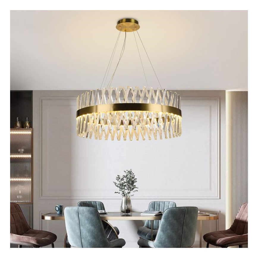 LED Dimmable crystal chandelier on a string LED/110W/230V 3000-6500K gold + remote control