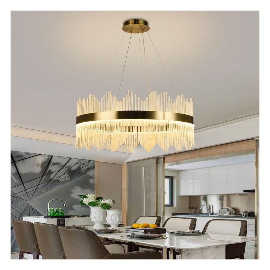 LED Dimmable crystal chandelier on a string LED/110W/230V 3000-6500K gold + remote control