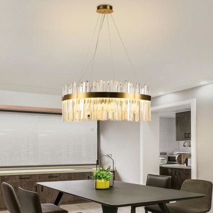 LED Dimmable crystal chandelier on a string LED/110W/230V 3000-6500K gold + remote control
