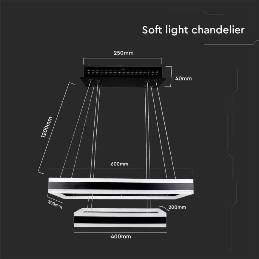 LED Dimmable chandelier on a string LED/113W/230V 3000K black
