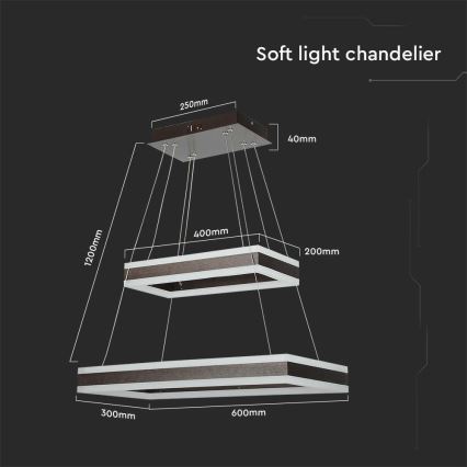 LED Dimmable chandelier on a string LED/113W/230V 3000K brown