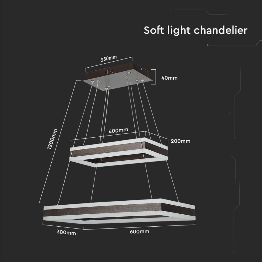 LED Dimmable chandelier on a string LED/113W/230V 3000K brown