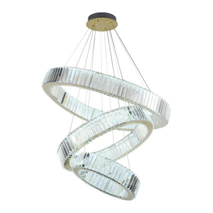 LED Dimmable crystal chandelier on a string LED/115W/230V 3000-6500K chrome/gold + remote control