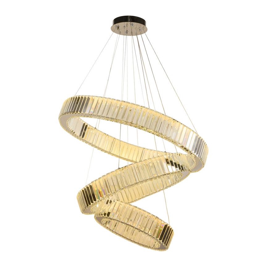 LED Dimmable crystal chandelier on a string LED/115W/230V 3000-6500K shiny chrome + remote control