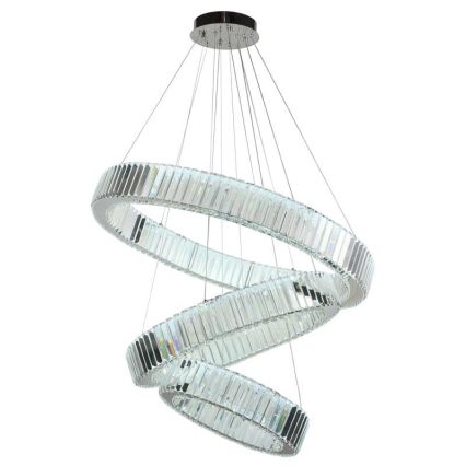 LED Dimmable crystal chandelier on a string LED/115W/230V 3000-6500K shiny chrome + remote control
