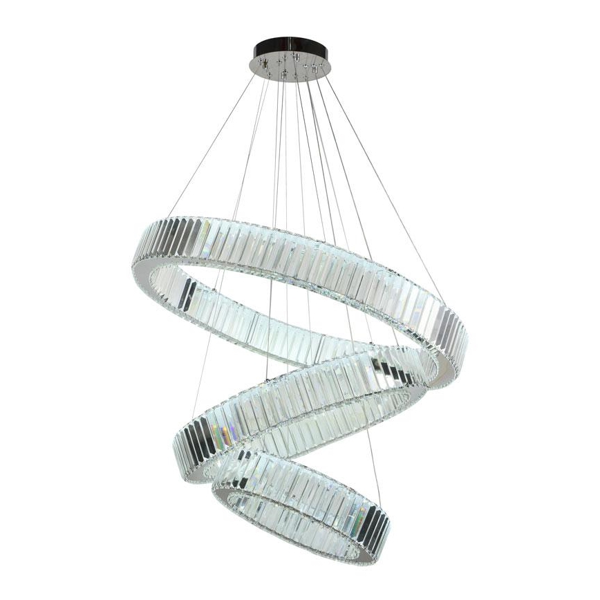 LED Dimmable crystal chandelier on a string LED/115W/230V 3000-6500K shiny chrome + remote control