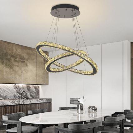 LED Dimmable crystal chandelier on a string LED/115W/230V 3000-6500K silver + remote control