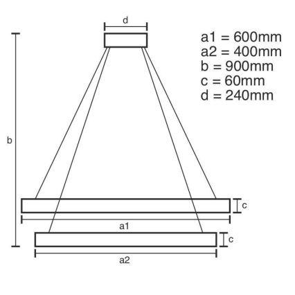 LED Dimmable chandelier on a string LED/135W/230V 3000-6500K + remote control