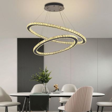 LED Dimmable crystal chandelier on a string LED/160W/230V 3000-6500K silver + remote control
