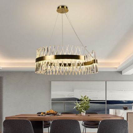 LED Dimmable crystal chandelier on a string LED/175W/230V 3000-6500K gold + remote control