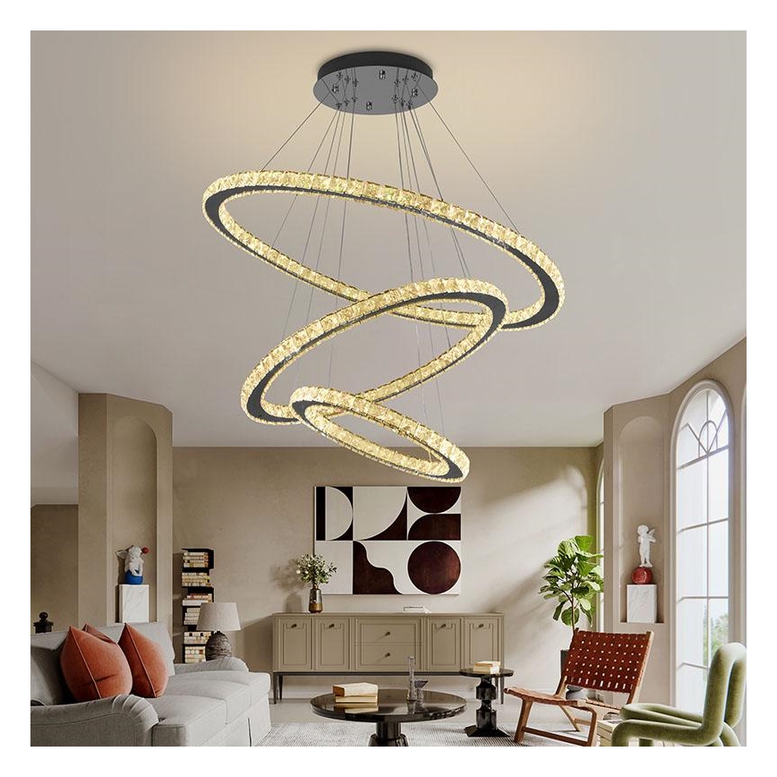 LED Dimmable crystal chandelier on a string LED/210W/230V 3000-6500K silver + remote control