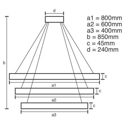 LED Dimmable chandelier on a string LED/220W/230V 3000-6500K + remote control